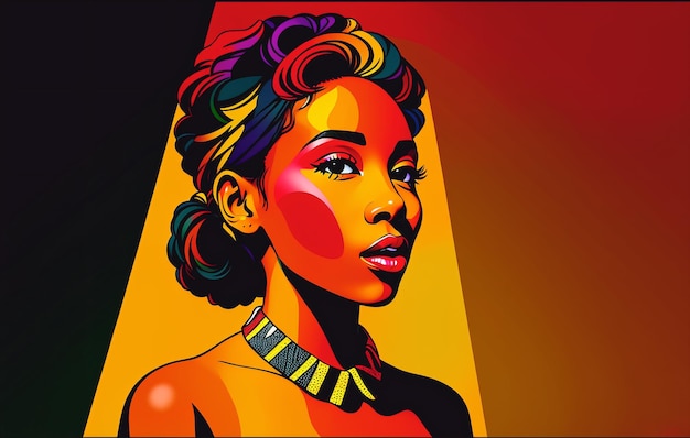 Fashion african american woman portrait in pop art comic style Generative AI