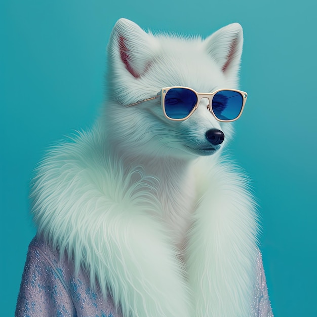 Fashion arctic fox in sunglasses portrait Generative AI