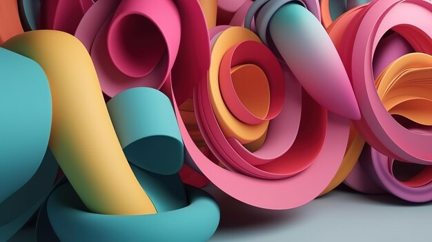 Fashion background swirl pastel neon scrolls Generative Ai