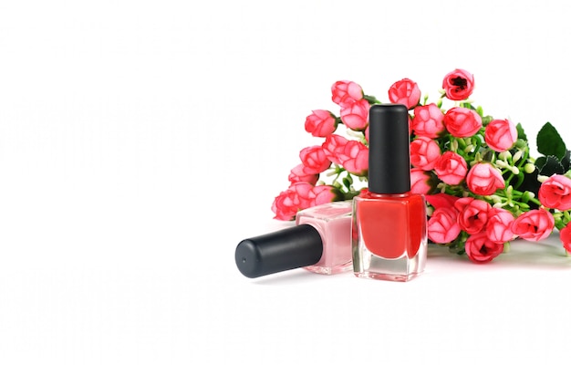 Fashion bottles with gel varnish red for female nails