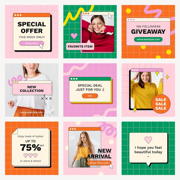 fashion brand facebook post templates advertisement for small business design set vector