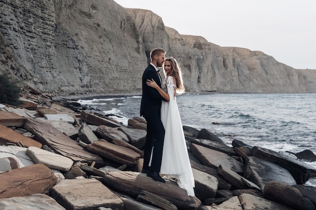 Fashion bride and groom outdoor