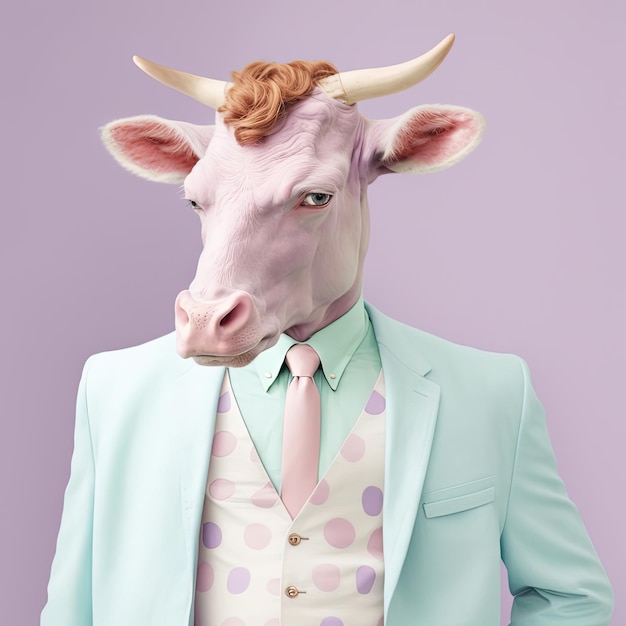 Fashion bull in shirt and suit Generative AI