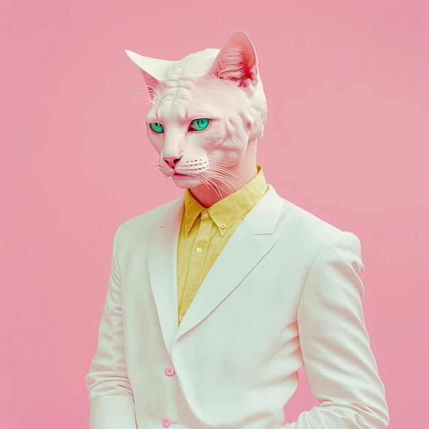 Fashion cat in shirt and suit Generative AI