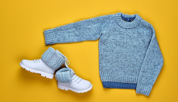 Fashion children's clothing shoes knit sweater jeans suede boots