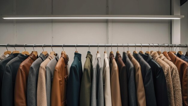 Fashion coats on a clothing rack