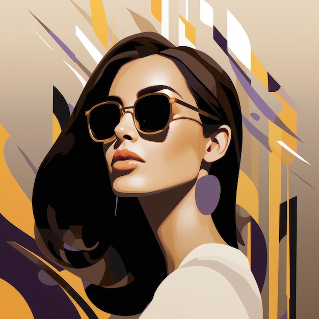 Foto illustrazione di moda con occhiali da sole in stile artgerm