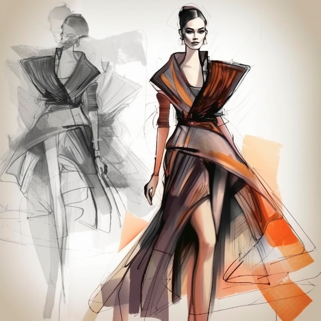 Fashion design sketch created with generative AI