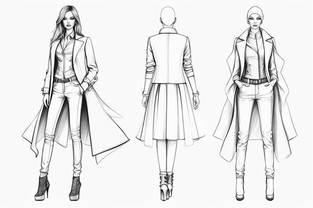 Fashion Design Sketch Mockup Blank White Space for Your Design