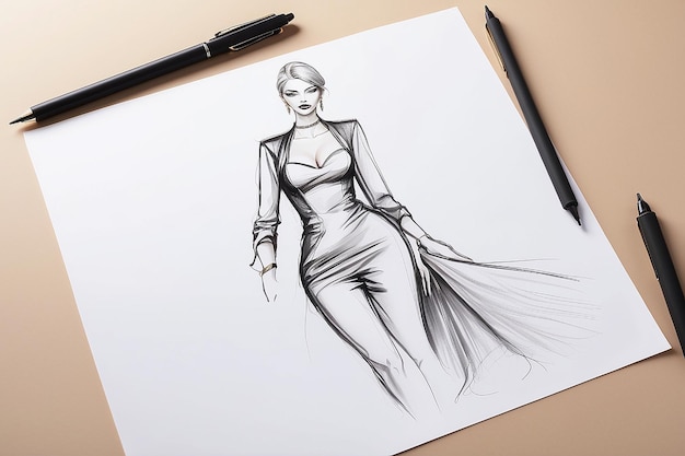 Fashion Design Sketch Mockup Blank White Space for Your Design