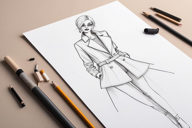 Photo fashion design sketch mockup