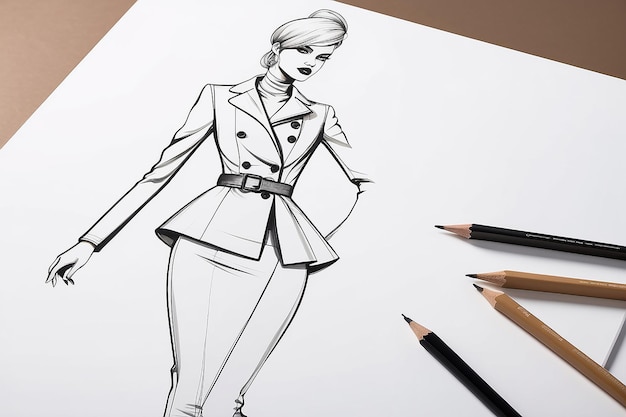 Photo fashion design sketch mockup