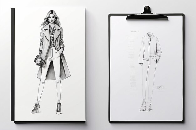 Photo fashion design sketch mockup