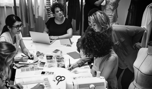 Photo fashion designers are working on their project