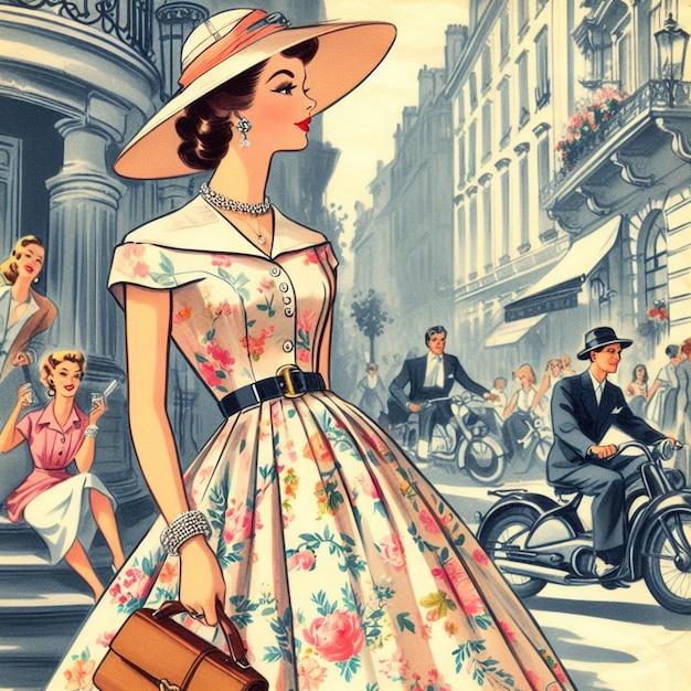 fashion desing from 1950s dolce vita concept vintage style