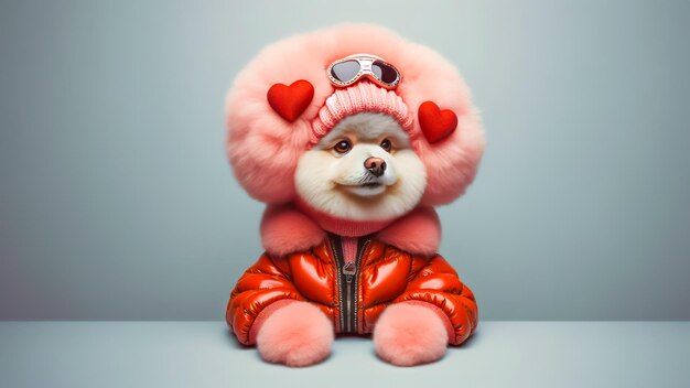 Photo fashion dog portrait in valentines day concept