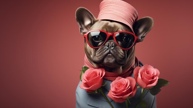 Photo fashion dog portrait in valentines day concept