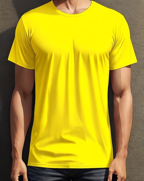 Fashion dress mockup yellow tshirt blank