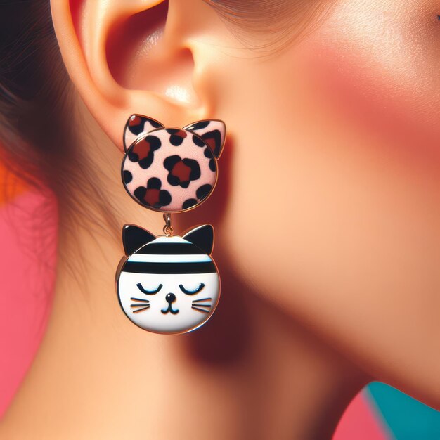 Fashion earrings with cat