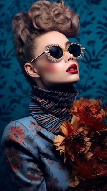 Fashion editorial portrait that showcases the latest trends and styles wearing a blue jacket