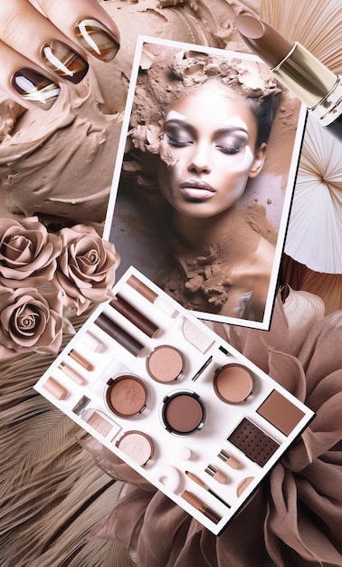 Foto fashion esthetische moodboard kleuren trends behang handgemaakte tijdschrift clipping collage top kleur van het seizoen bruin ontwerp van collage gemaakt zonder ai generatieve