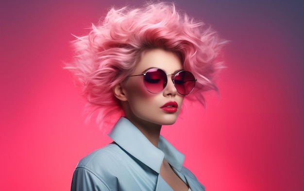 Fashion Forward in Pink Hair Generative AI