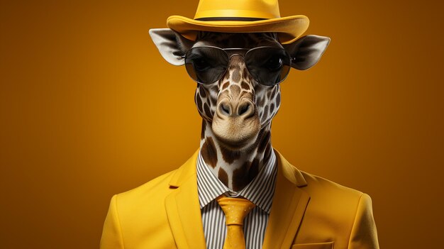 Fashion giraffe with hat generative ai