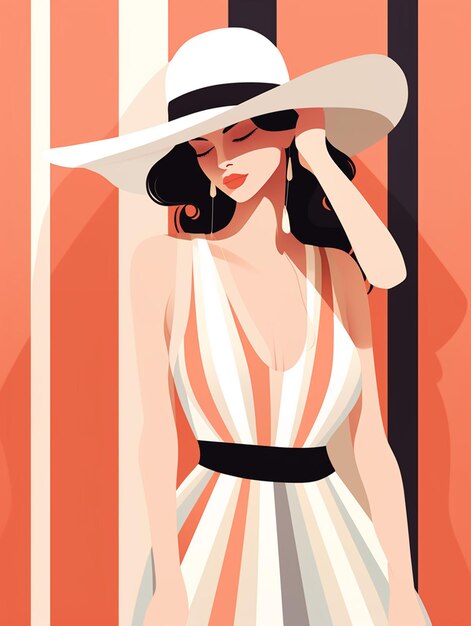 Fashion girl flat geometric shapes flat design abstract clean lines illustration