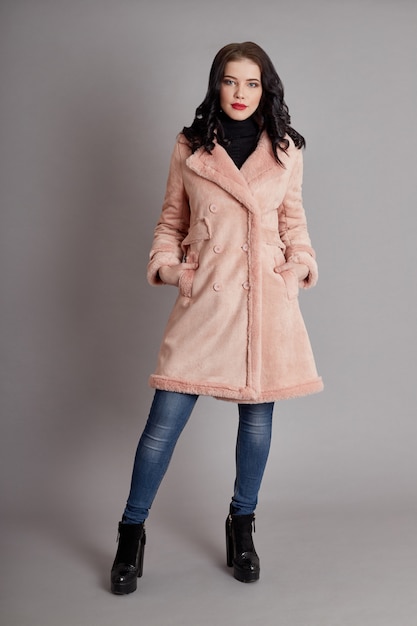 Fashion girl spring coat spring wear. Bright coat 