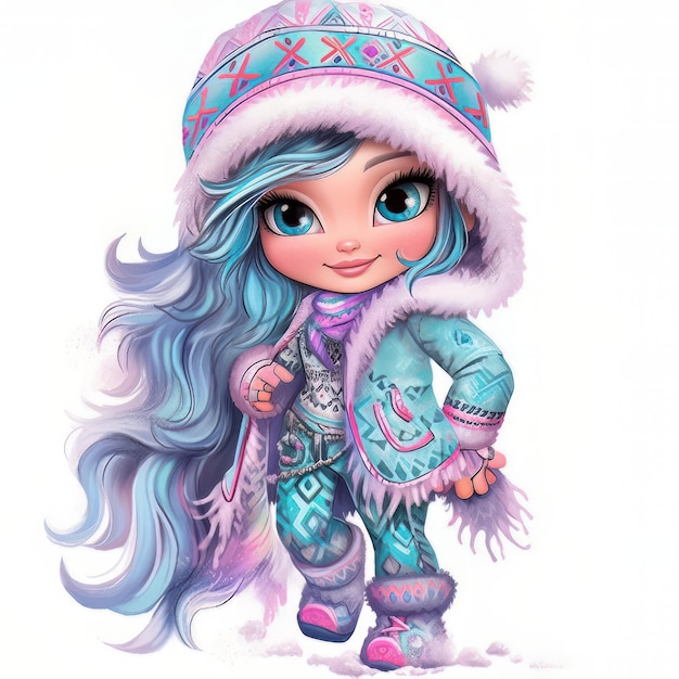 Photo fashion girl with winter clothes illustration