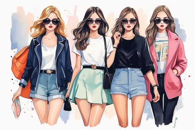 Photo fashion girls life illustration art