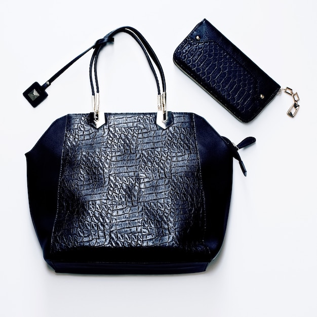 Fashion glamorous ladies bag of crocodile skin. luxurious style