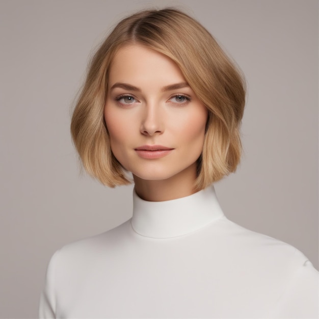 Fashion Hairstyle Glamour Young Woman Portrait Bob cut Hairstyle beautiful