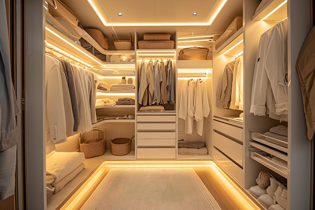 Fashion Harmony Stylish Closet with Tidy Arrangement Generative AI