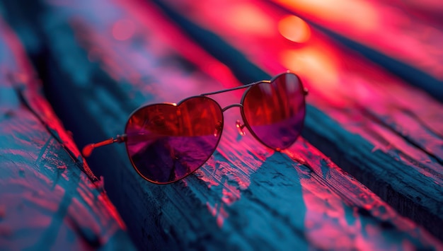 Модные солнцезащитные очки в форме сердца на художественном цветовом дереве Модный аксессуар для лета