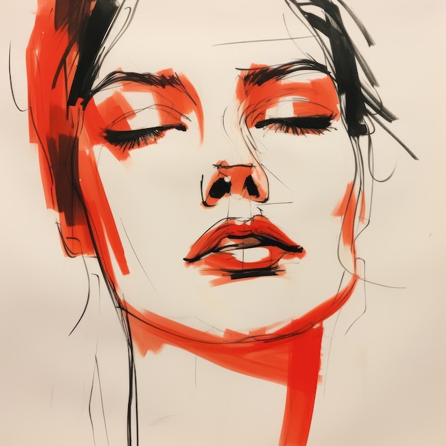 Fashion Illustration Ashley39s Beautiful Face In Red Marker