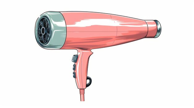 Photo fashion illustration pink hair dryer in jon foster style