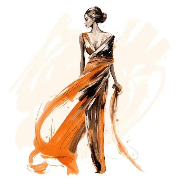 Fashion illustration watercolor sketch