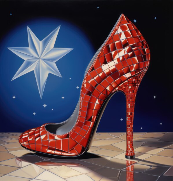 Fashion illustration with red high heel shoe