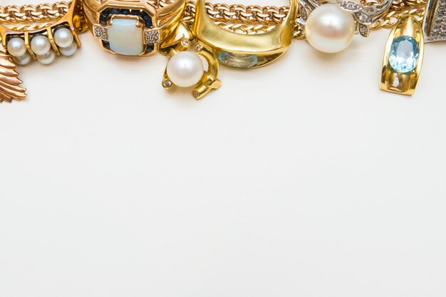 Photo fashion jewelry border on white