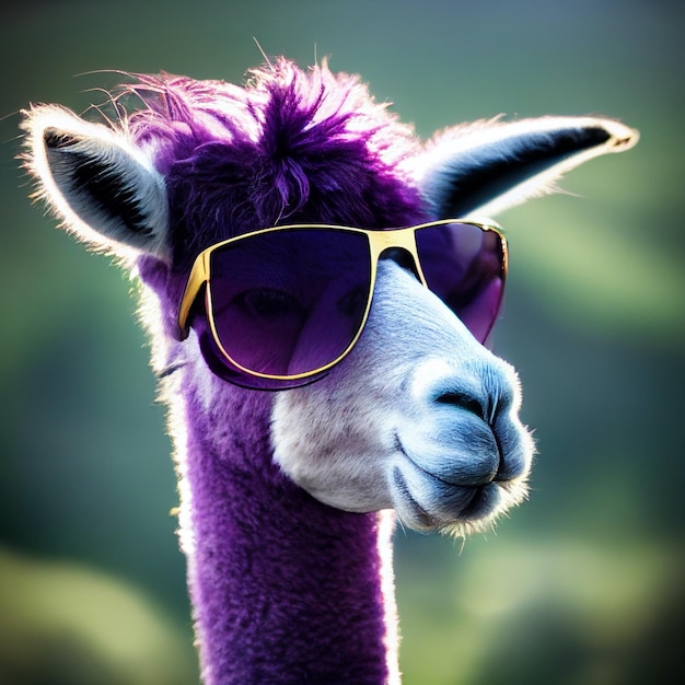 Fashion llama portrait with sunglasses