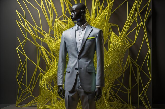 Fashion mannequin wearing stylish gray suit Studio shot generative ai