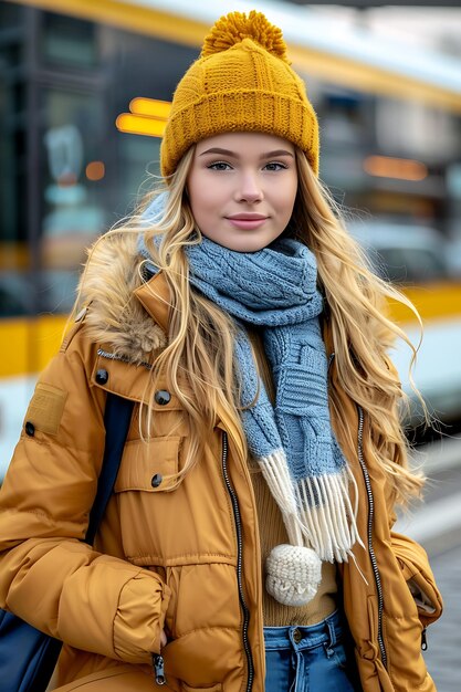 Foto fashion meisje poseert op het treinstation