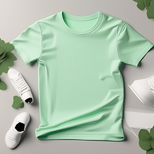 Fashion mockup mint green tshirt blank