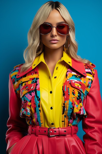 Fashion Model in a Bold and Vibrant Statement Outfit Generative AI