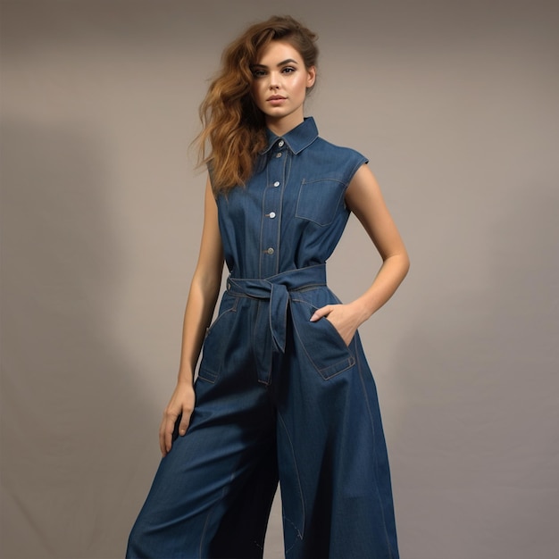 fashion_model_denim_dress