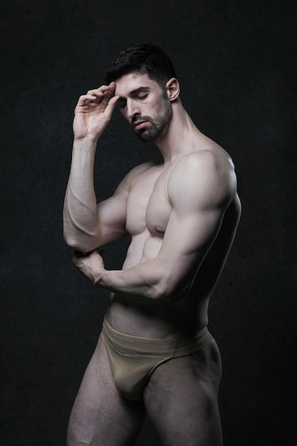 Fashion model guy naked body building