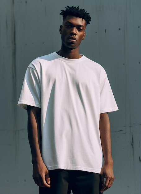 Fashion Model Wearing White Tshirt High quality mockup