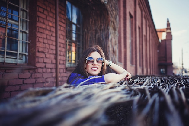 Fashion model with long hair