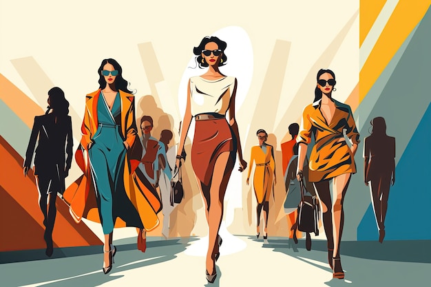 Fashion models strutting down runways at New York Fashion WeekGenerated with AI